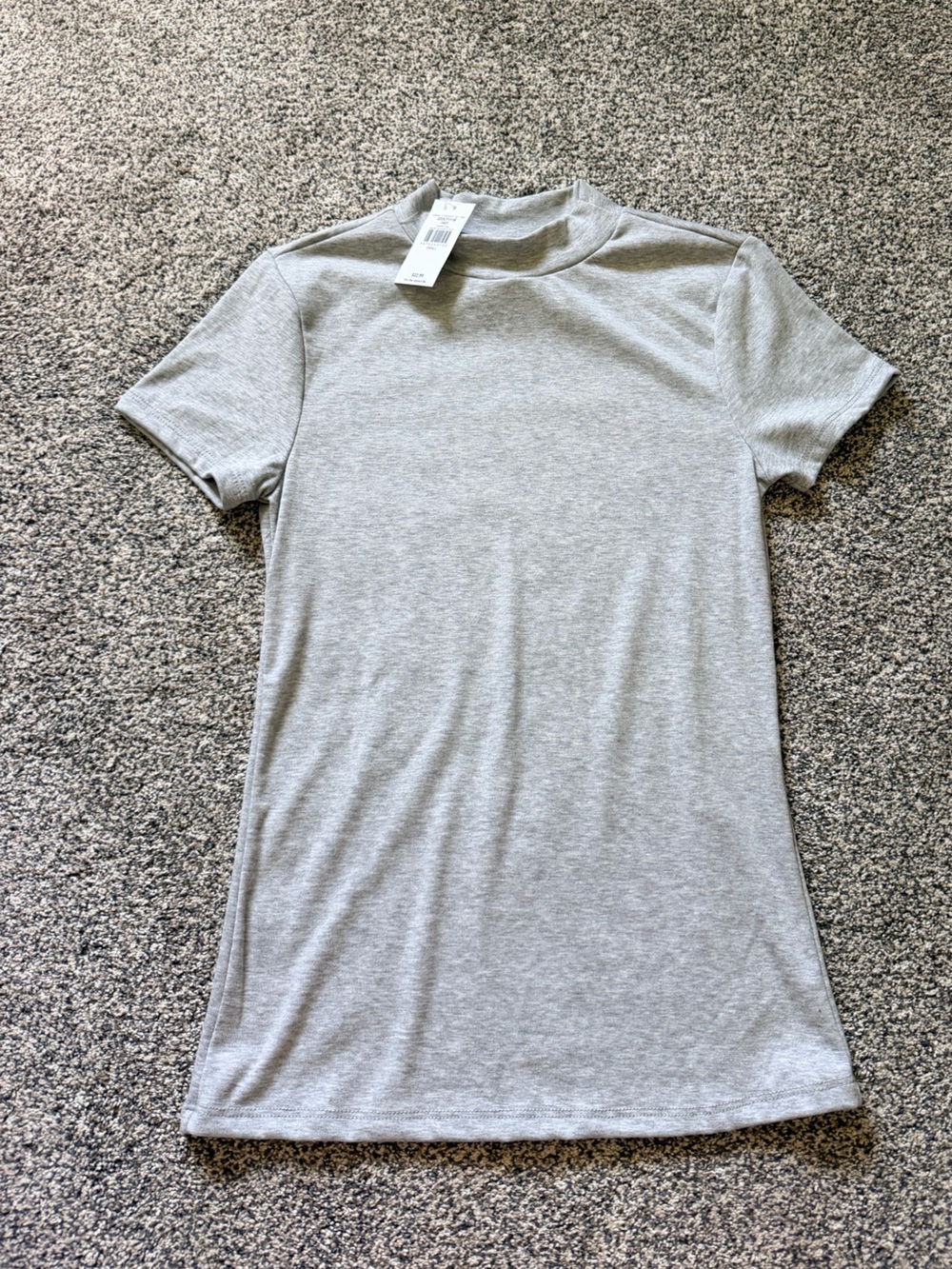 BKE Fitted Short Sleeve Mock Neck Tee Heather Grey Size Small NWT